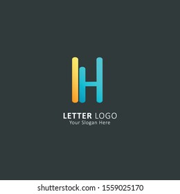 initial letter h logo with blue yellow gradation style