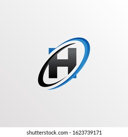 Initial Letter H Logo with Circle Swoosh Element