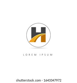 Initial Letter H Logo with Circle Element. Design Vector Circle Logo Template