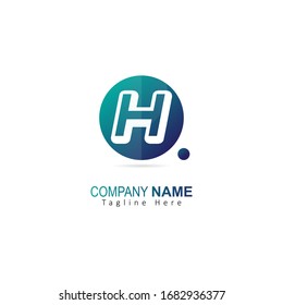 Initial Letter H Logo With Circle and Dot Element. Design Vector Logo Concept