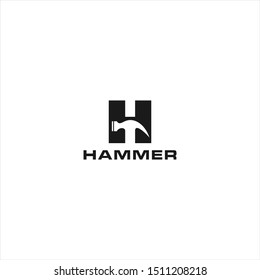 Initial letter H logo design with hammer negative space vector creative idea