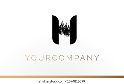 Initial Letter H Logo Design Template Element. With Brush Paint Stroke