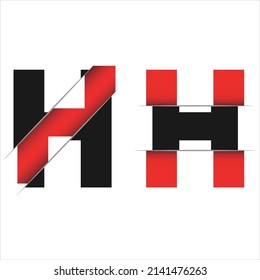 Initial Letter H logo design with cut off concept style design