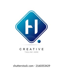 initial letter H logo design with square framed and dot element. H logo design vector illustration company.