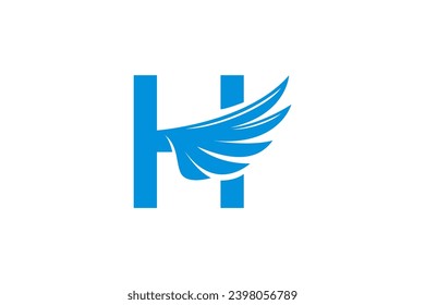 Initial letter H logo design with wing eagle bird element shape.
