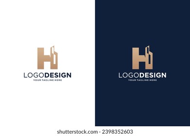 Initial letter H logo design real estate concept. Letter H building logo template