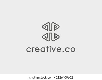 Initial Letter H Logo. Geometric Line Shapes Origami Style isolated on White Background. Usable for Business Logo and Branding. Flat Vector Logo Design Template Elements