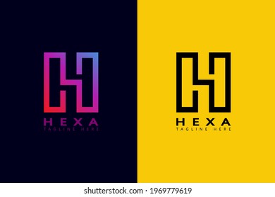 Initial Letter H Logo. Hexa Monogram Logo Isolated on Two Background Option, Colorful and Black Color. Design Vector Icon Illustration