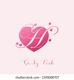 Initial Letter H logo icon love pink, vector design design concept girly heart love with letter logo icon.