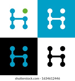 Initial letter H logo icon design template, modern technology concept, conncected circle network
