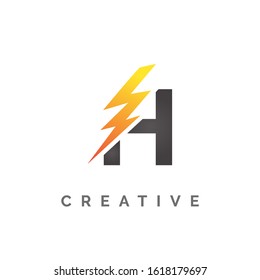 Initial Letter H logo lightning Variation. System thunderbolt electricity Vector template