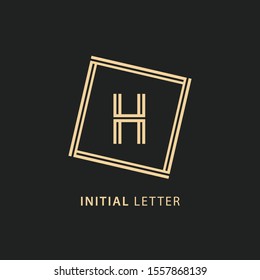 initial letter h logo with line square concept, design vector letter line template element