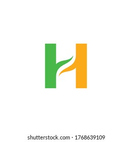initial letter H logo, line art style design template
