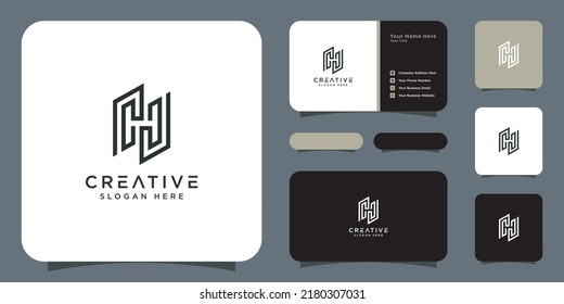 initial letter H logo line style vector design