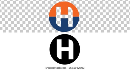 Initial Letter H Logo. Orange and Blue Ellipse  Shape Origami Style isolated on transparent and white Background. Flat Vector Logo Design Template Element for Business and Branding Logos