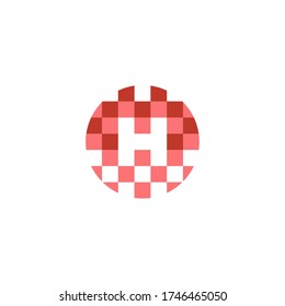 Initial letter H logo, pixel art design concept, isolated on white background.