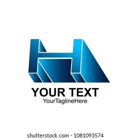 Initial letter H logo template colored blue perspective design for business and company identity