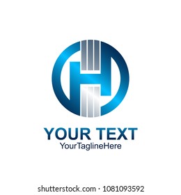 Initial letter H logo template colored blue circle design for business and company identity