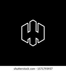 Initial letter H logo template with modern line art hexagonal shape in flat design illustration