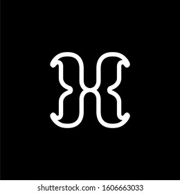 Initial letter H logo template with geometric curve line art illustration in flat design monogram symbol