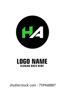 Initial letter H & A logo template vector