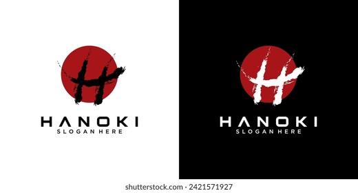 initial letter H logo type with Japanese and Chinese style design for company and business logos