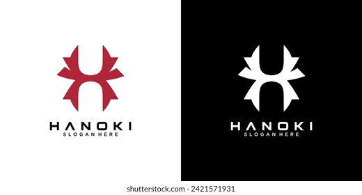 initial letter H logo type with Japanese and Chinese style design for company and business logos