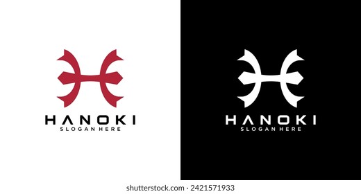 initial letter H logo type with Japanese and Chinese style design for company and business logos