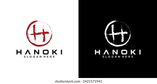 initial letter H logo type with Japanese and Chinese style design for company and business logos