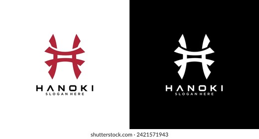 initial letter H logo type with Japanese and Chinese style design for company and business logos