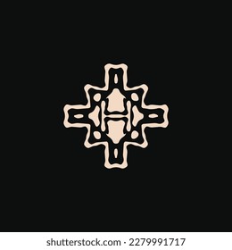 Initial letter H logo. unique tribe ethnic ornament ancient emblem