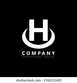 Initial letter H logo vector design template. White letter isolated on black background. Can be used for company logo or symbol