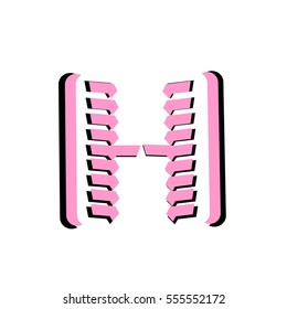 initial letter H logo vector pink color
