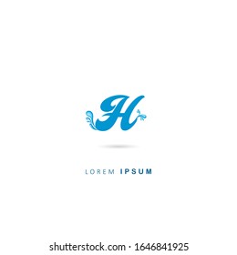 Logotipo de la letra inicial H con elementos para gota de agua. Elementos de plantilla de diseño de vectores. Logo de Aqua