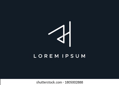 Initial Letter H Logo. White Linear Geometric isolated on Dark Background. Usable for Business and Branding Logos. Flat Vector Logo Design Template Element