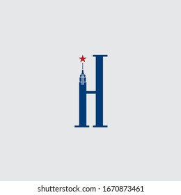 Ursprünglicher Buchstabe H Logo.neues york City Logo Design, Empire State Building Letter Logo