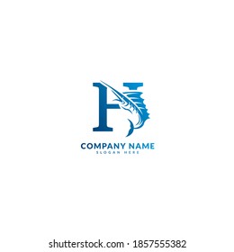 Initial letter H logotype. Minimalist fish logo concept, fit for fishing, seafood restaurant, packaging or ocean traveling. Illustration vector logo.