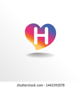 Initial Letter H with Love or Heart Shape