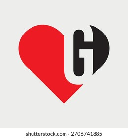 Initial Letter H Love logo design. Heart design concept alphabet font. Vector Illustration.
