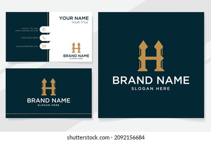 Initial letter H luxury logo for company with business card template