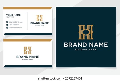 Initial letter H luxury logo for company with business card template