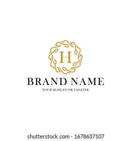 Initial Letter H luxury ornament Logo Design vector Template