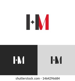 Initial Letter h m hm uppercase modern logo design template elements. red letter Isolated on black white grey background. Suitable for business, consulting group company.
