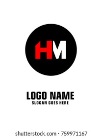 Initial letter H & M logo template vector