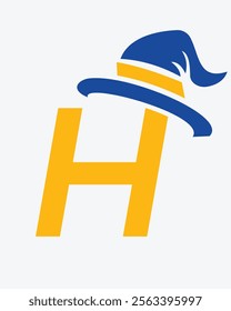 Initial Letter H Magic Hat Logo Design Concept For Magic Fantasy Symbol