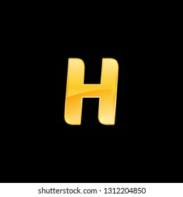 Initial Letter H with metallic texture, trendy, 3d Glossy, metal texture, Gold, steel and realistic shadow based alphabet logo for company identity, isolated on black background.