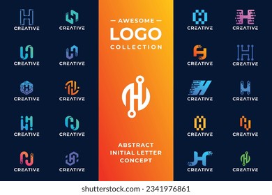 Ursprüngliche Buchstaben H moderne digitale Dotverbindung Logo Design für Technologie.