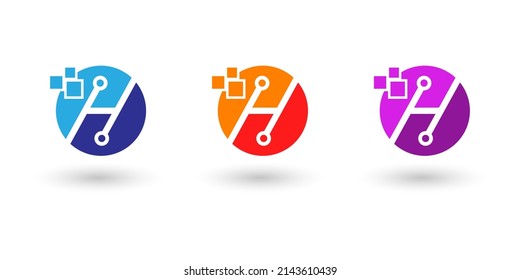 Initial Letter H Modern And Technology Pixel Logo Design Elements