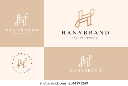 Letra inicial H Monograma Inspiração de logotipo elegante. Elegante Luxo Letra Inicial H Logo Vetor. Símbolo de logotipo Premium Golden Letter H. Ilustração de logotipo de vetor de alfabeto