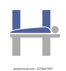 Initial Letter H MRI Symbol Of Medical MRI Procedure Vector Template. Tomography Sign